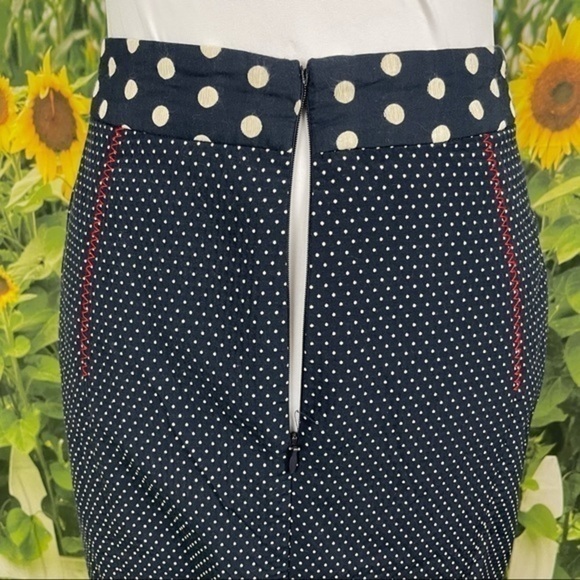 BARASCHI Navy Polka Dot Pencil Skirt 4 - Picture 5 of 16